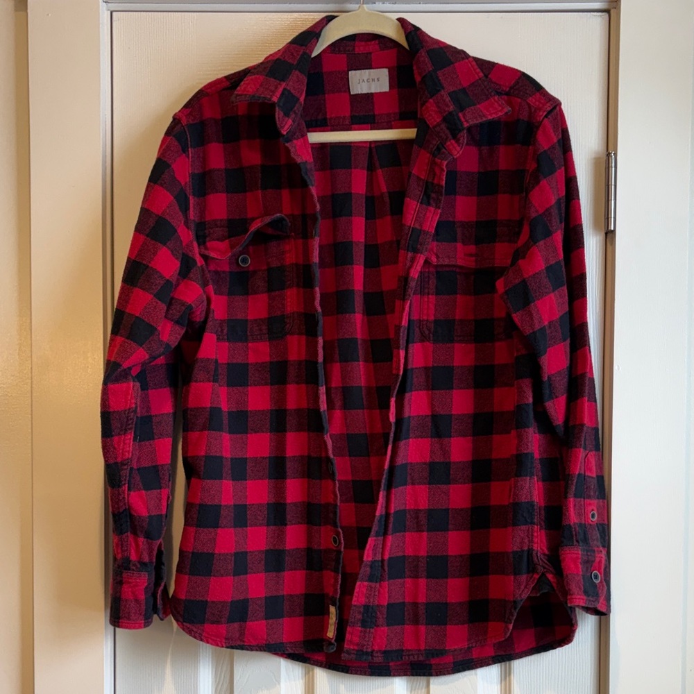 Jachs | Red & Black Causal Button Down Shirt Plaid Size Large
